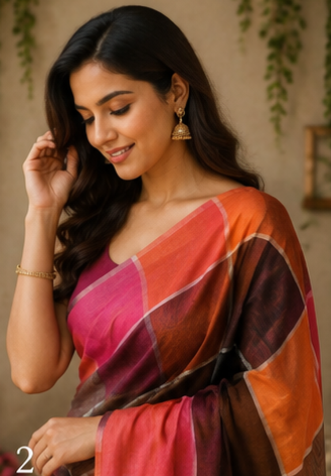 RANGREKHA CHECKS LINEN SAREE