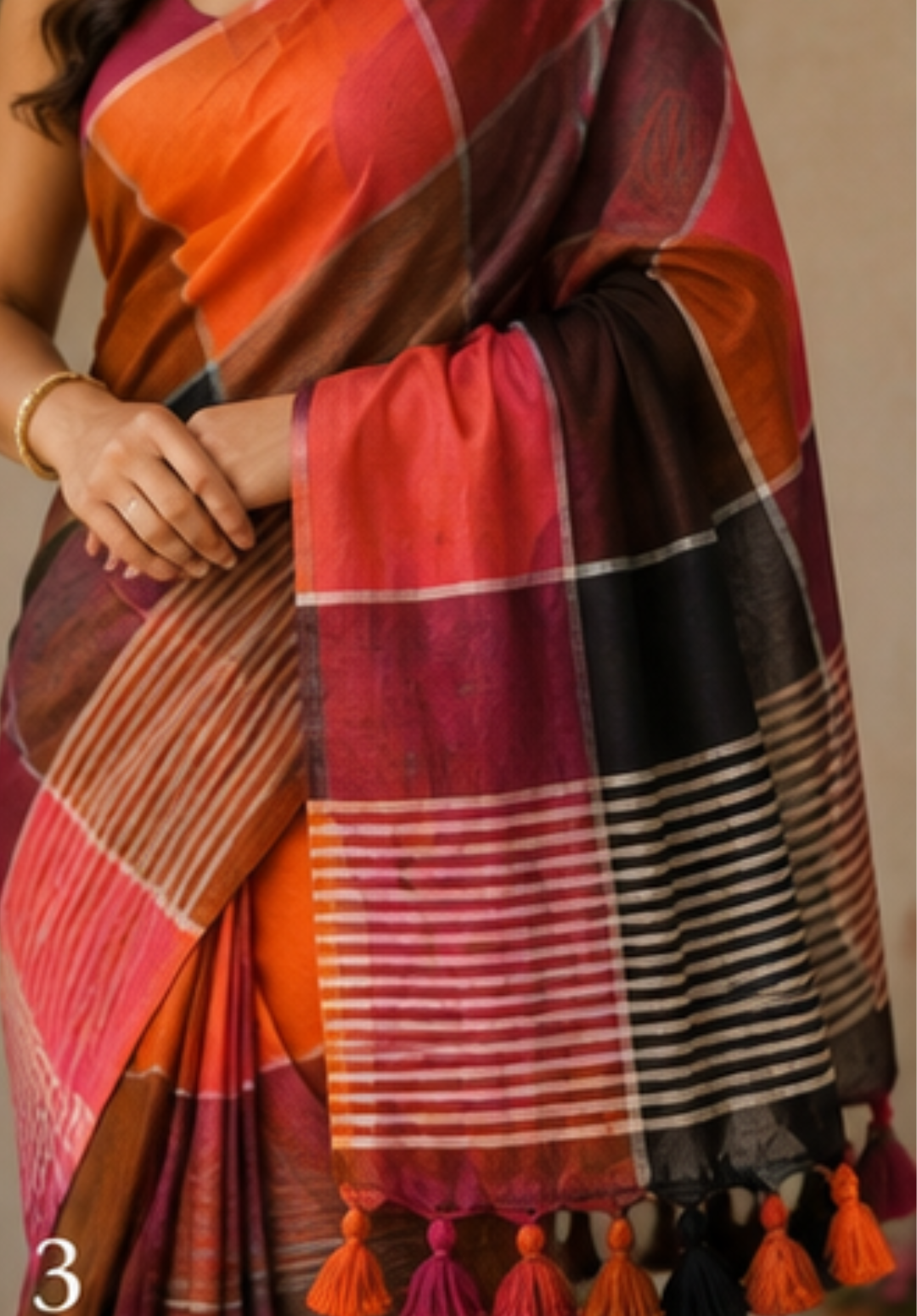 RANGREKHA CHECKS LINEN SAREE