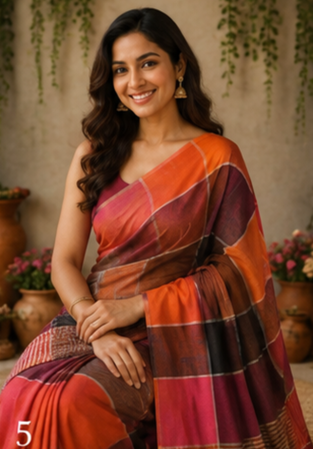 RANGREKHA CHECKS LINEN SAREE