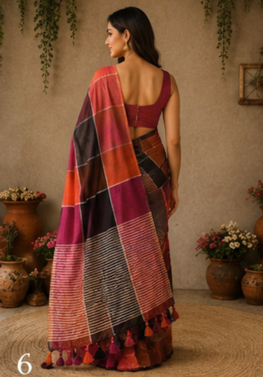RANGREKHA CHECKS LINEN SAREE